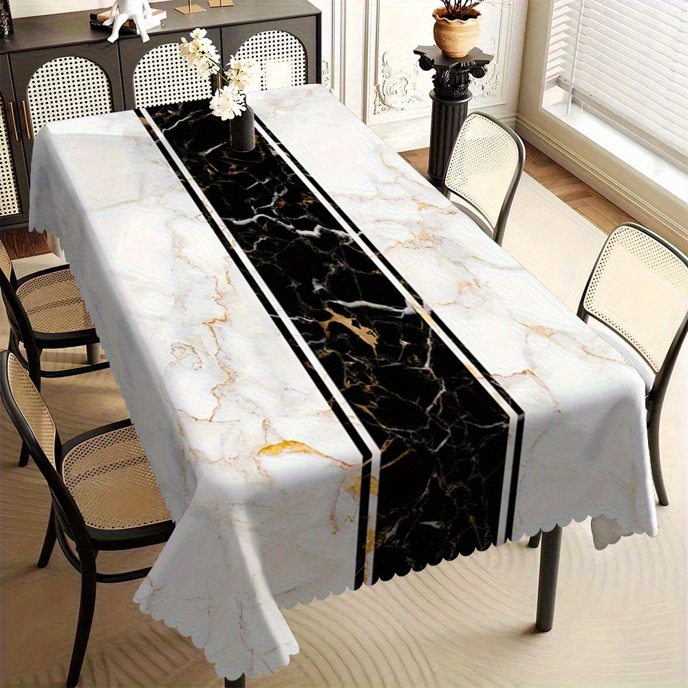 Kitchen Appliances White - Çağdaş Siyah Beyaz Mermer Desenli Masa